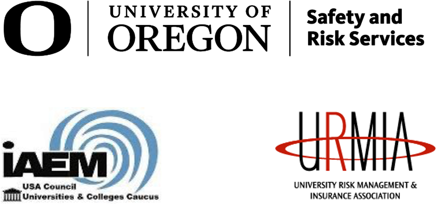DRU survey sponsor logos for UO SRS, iAEM, URMIA