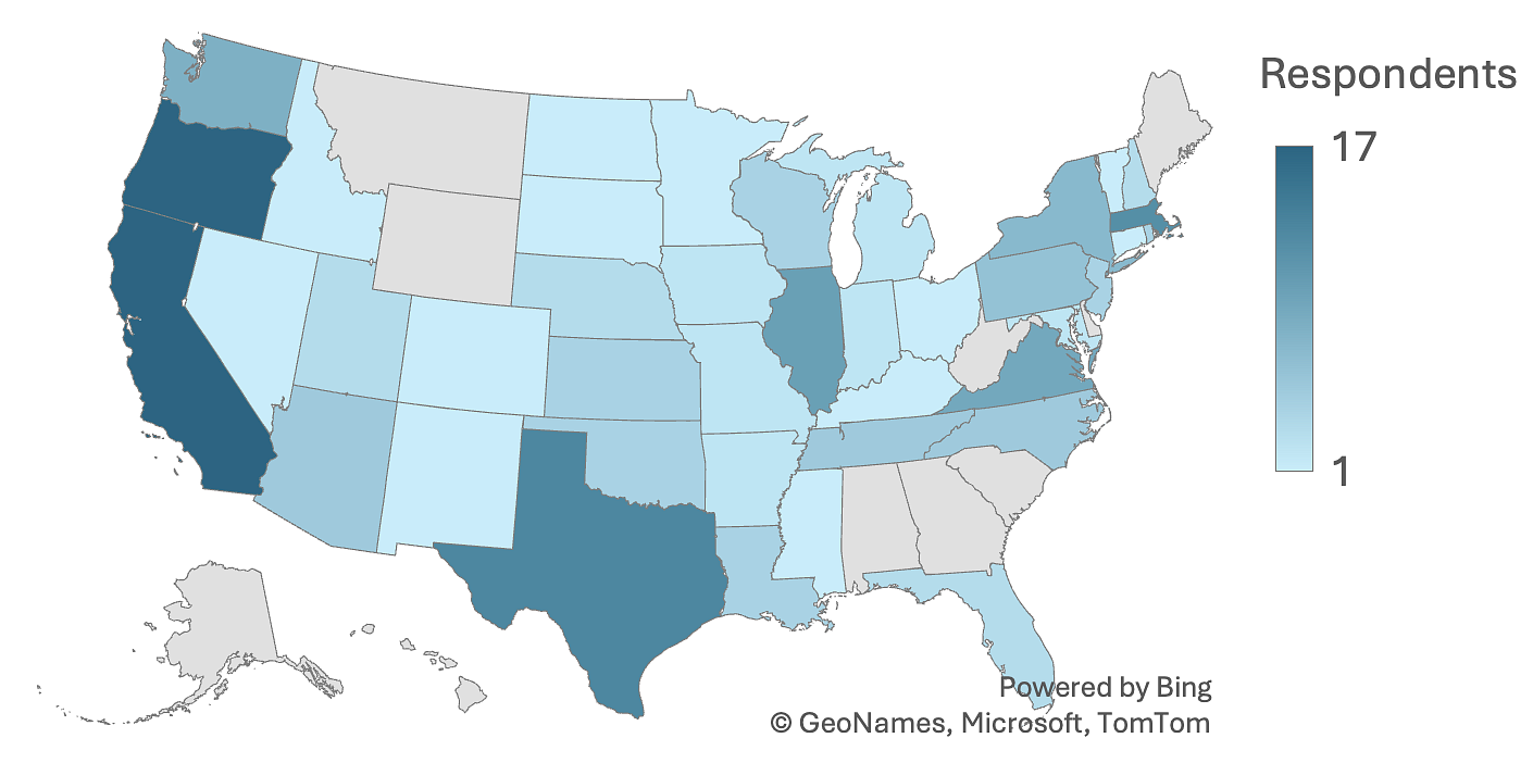 Map of geographic distribution of respondents