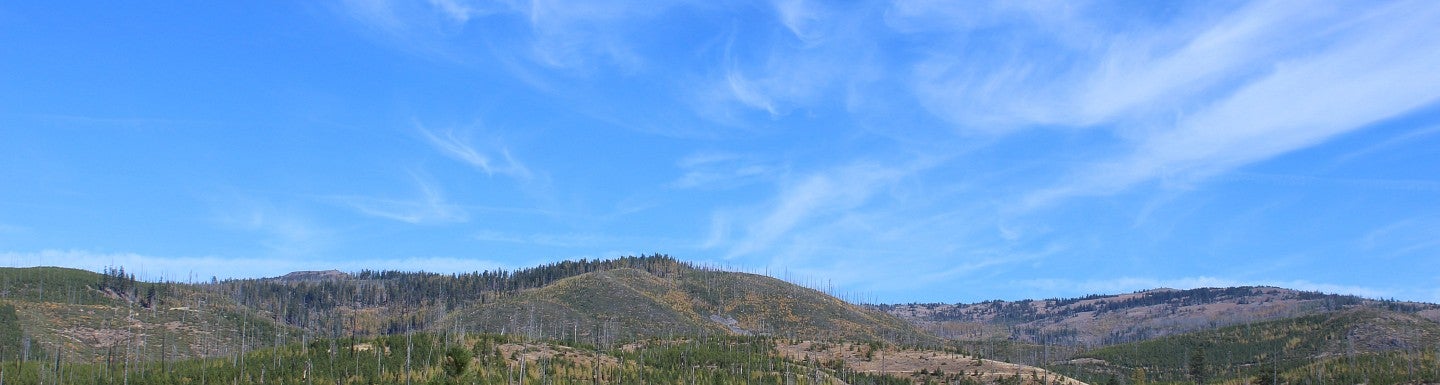 blue sky with clouds and landscape